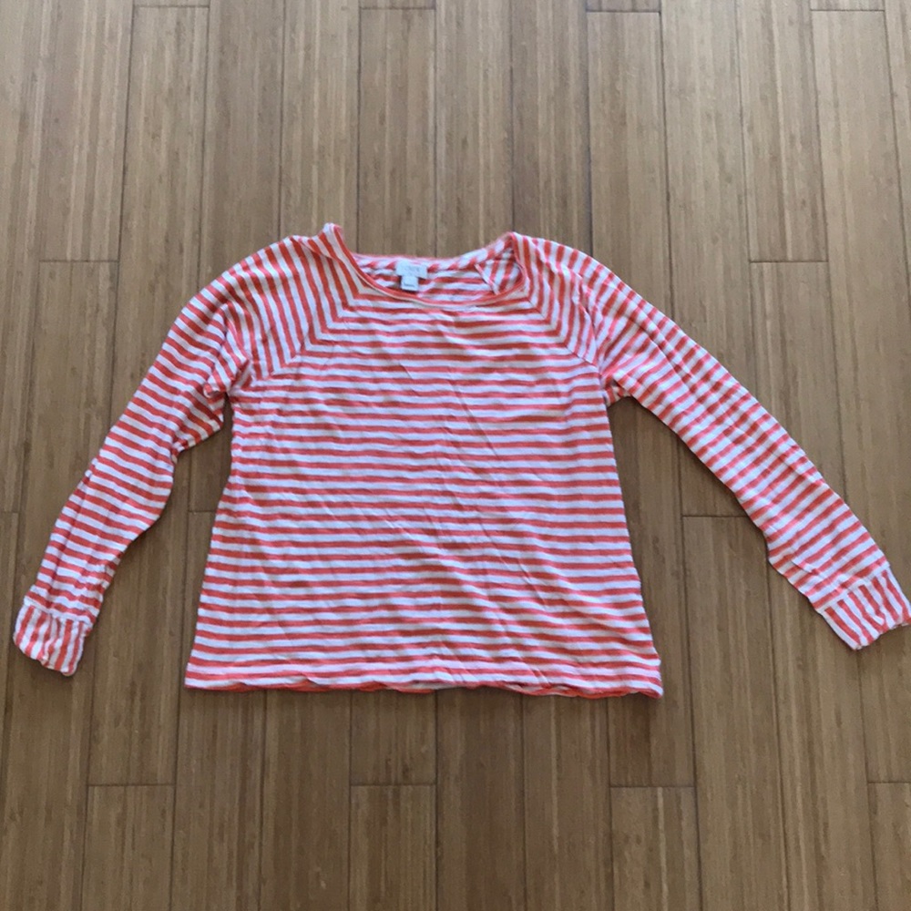 J. Crew long sleeve orange & white stripes